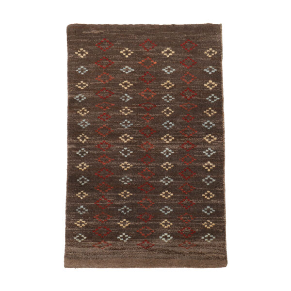 Persian Gabbeh Rug with Wool Original Handwoven in Fars Geometric