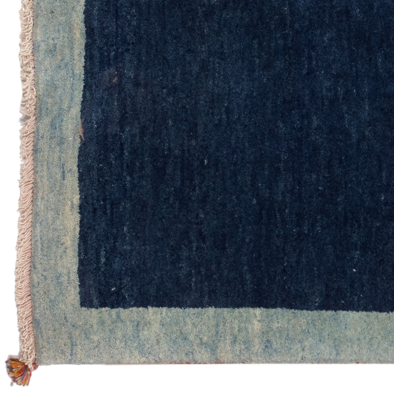 Persian Gabbeh Runner Rug with Wool Handwoven in Fars Bordered Navy Blue