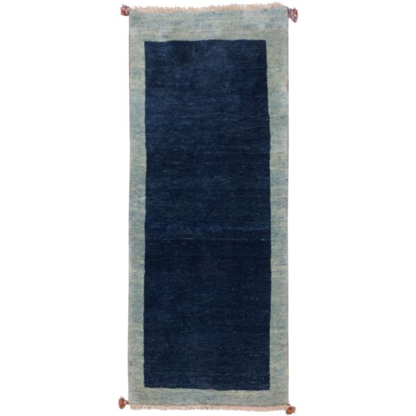 Persian Gabbeh Runner Rug with Wool Handwoven in Fars Bordered Navy Blue