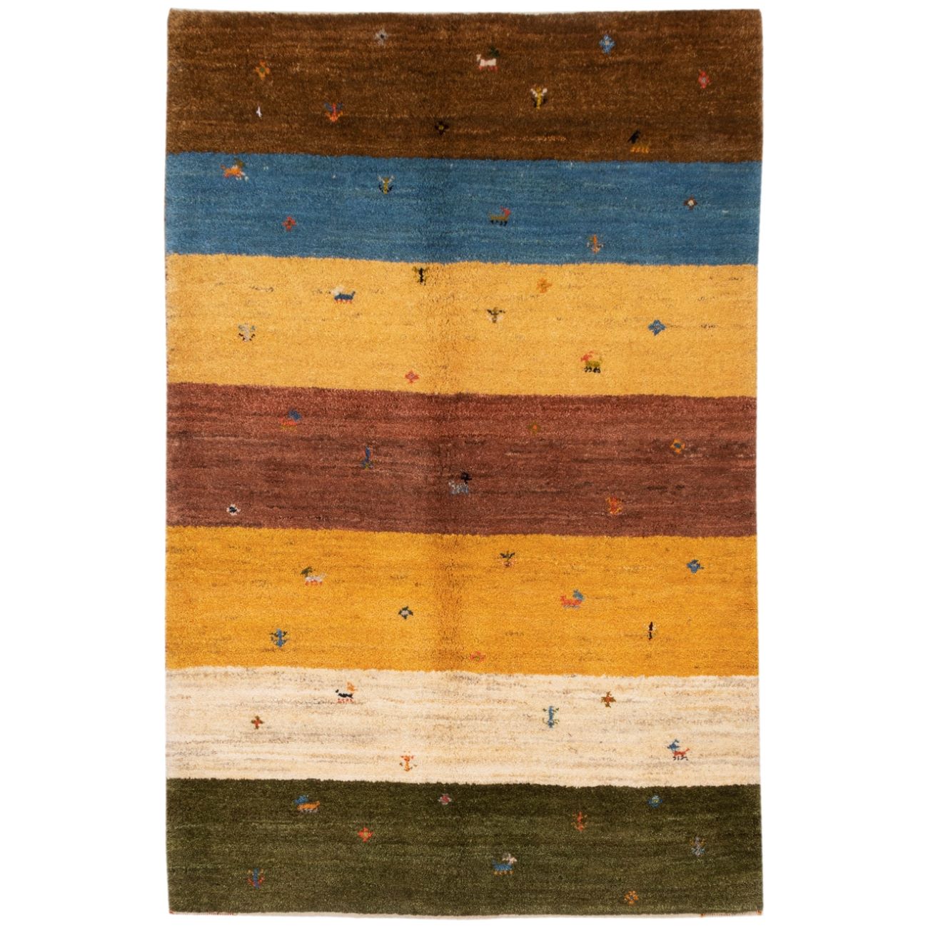Persian Gabbeh Wool Rug Genuine Handwoven in Fars Animal Motifs