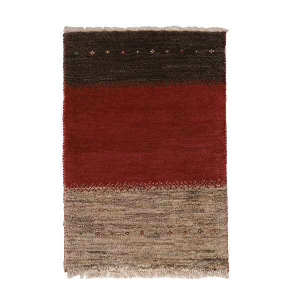 Persian Gabbeh Wool Rug Handwoven in Fars Striped Brown