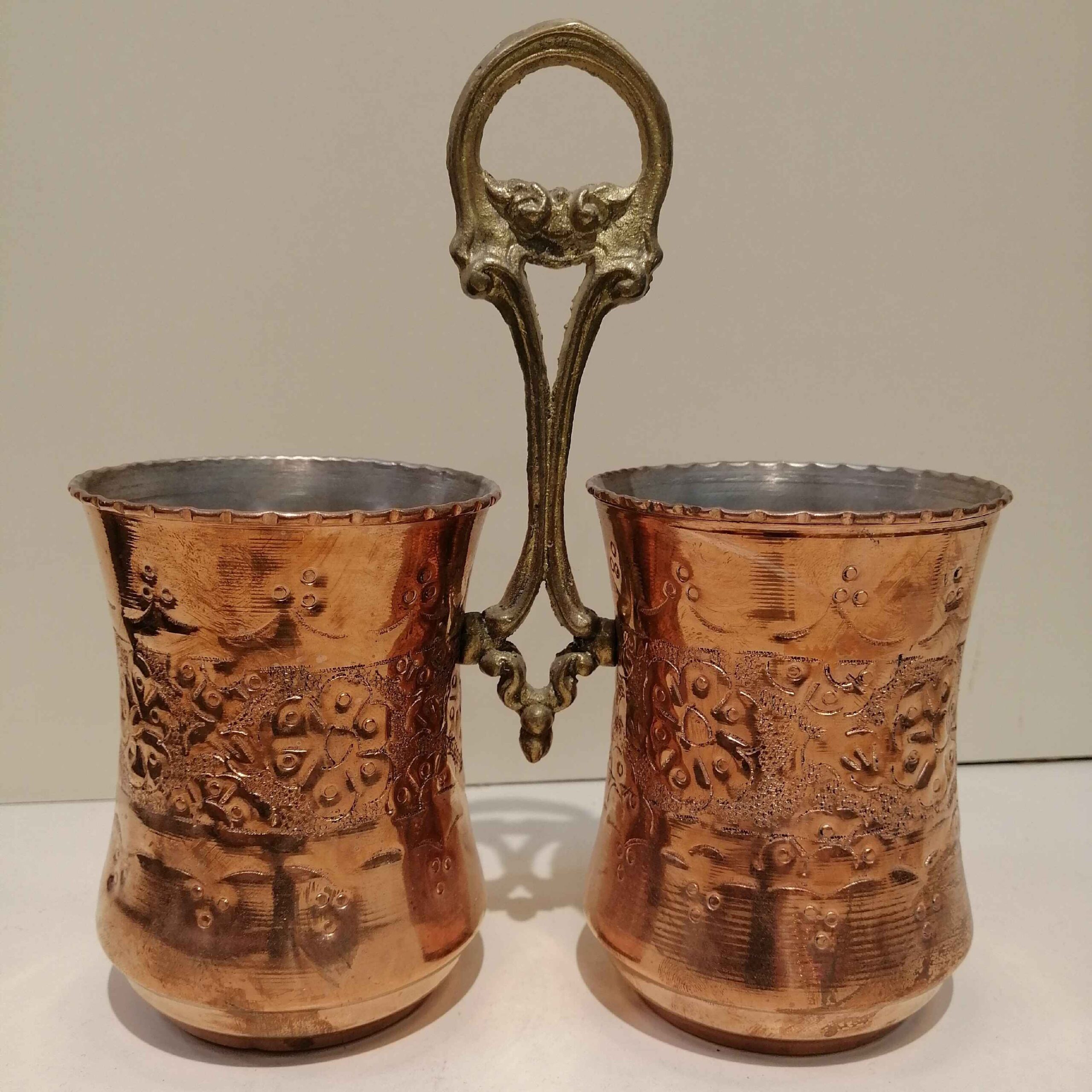 Persian Hammered Copper Utensil Holder Traditional Kitchen Accessory