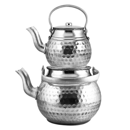 Persian Metal Double Teapot Durable with Traditional Hammered