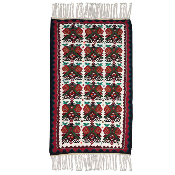 Persian Kilim Rug Authentic Handwoven Geometric Red
