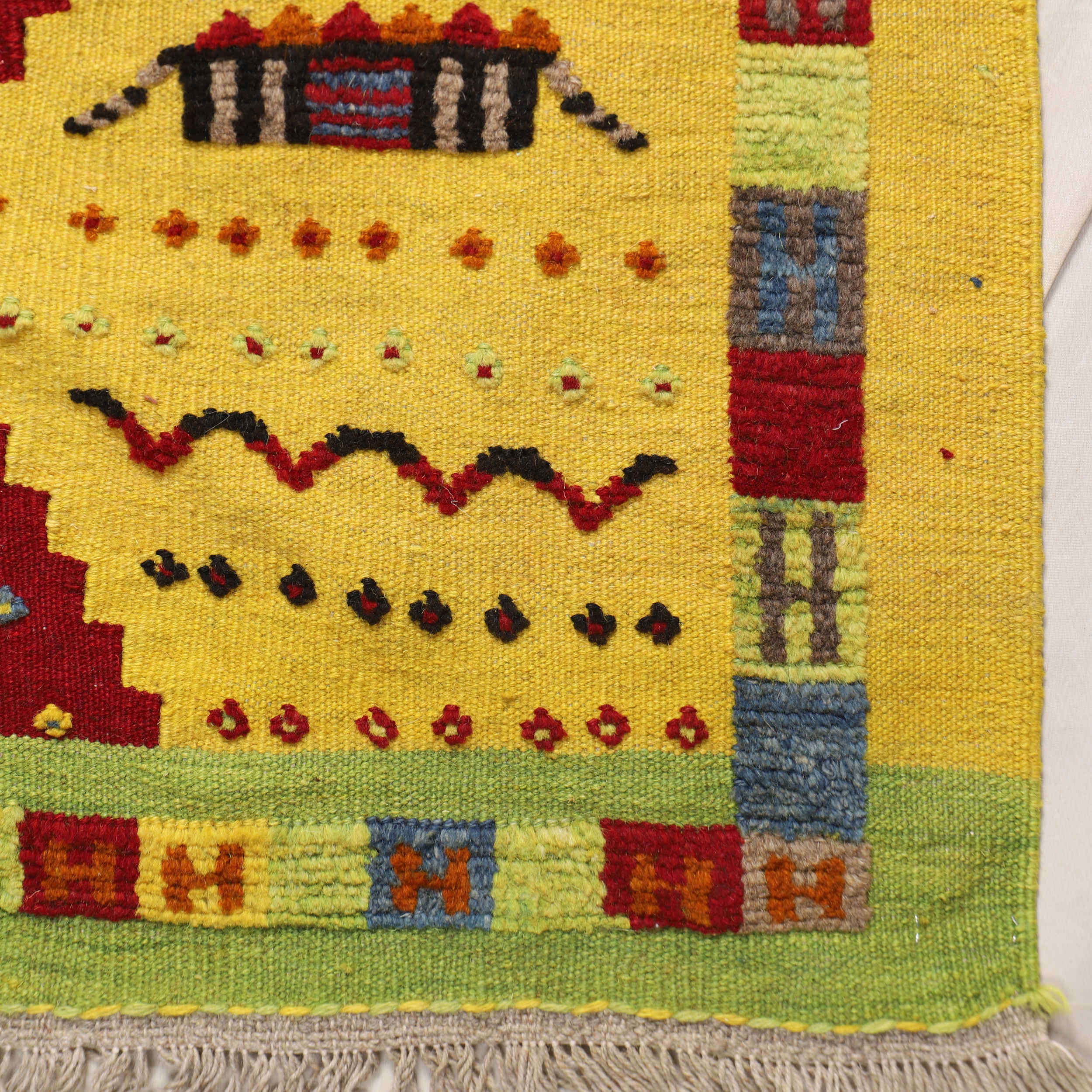 Persian Kilim Rug with Wool Handwoven in Fars Animal Motifs