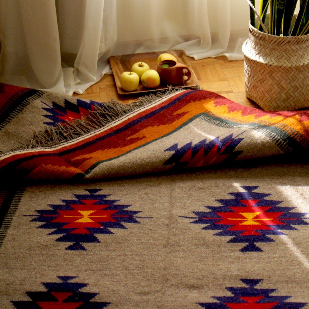 Persian Kilim Rug with Wool Handwoven in Fars Qashqai Red