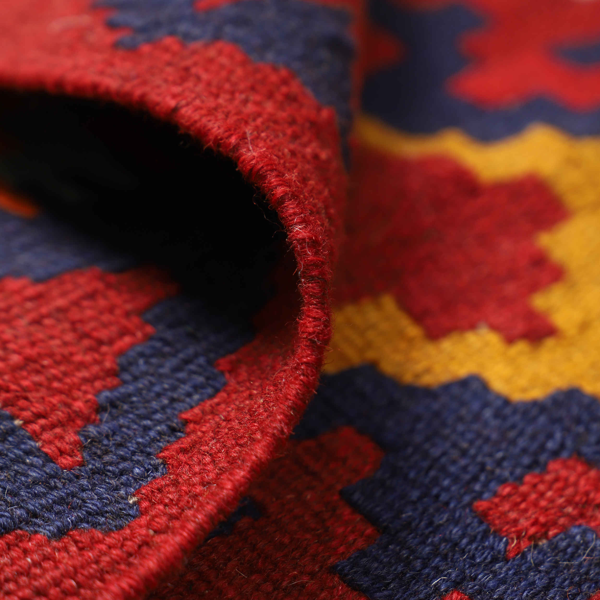 Persian Kilim Rug with Wool Handwoven in Fars Qashqai Red