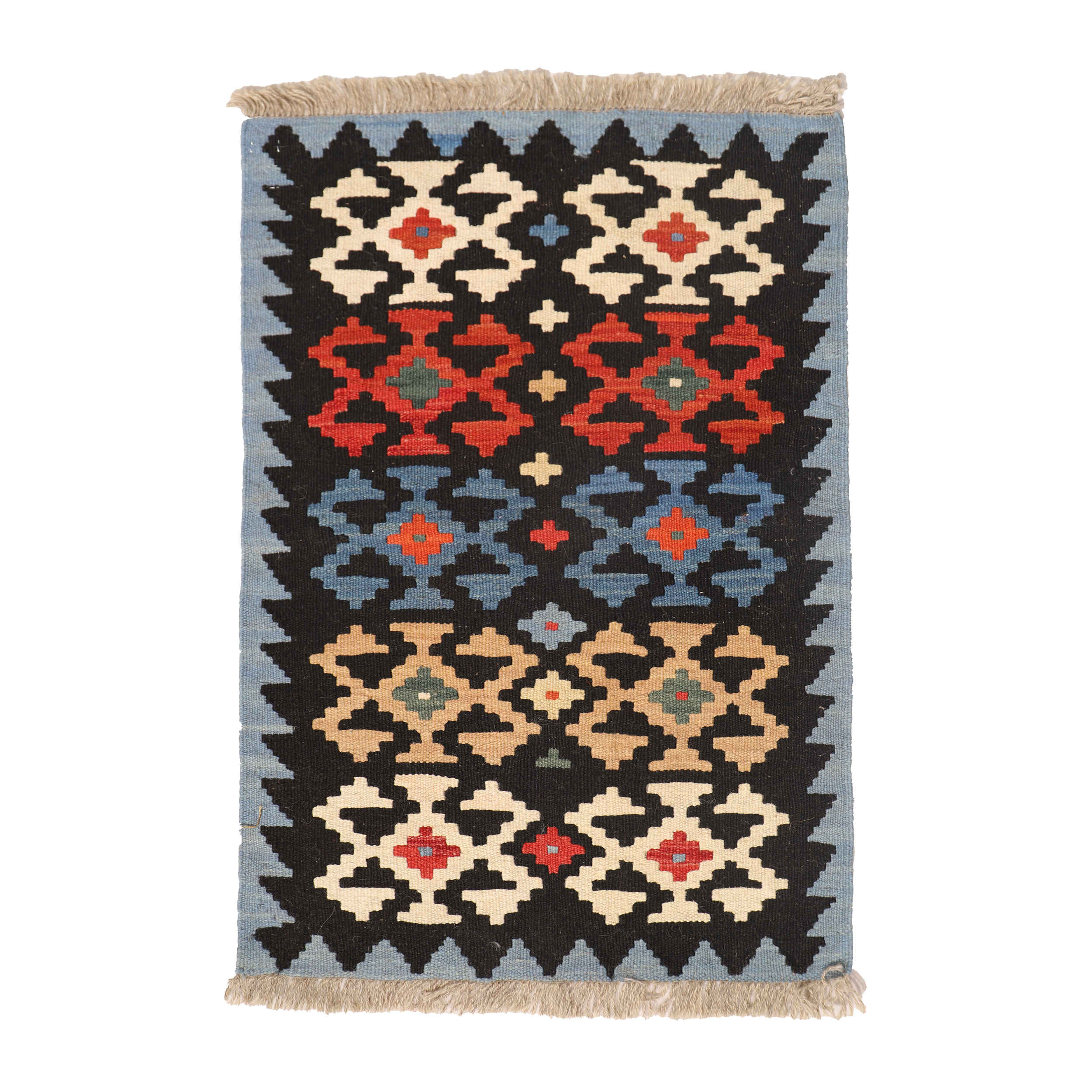 Persian Kilim Rug with Wool Original Handwoven in Fars Geometric