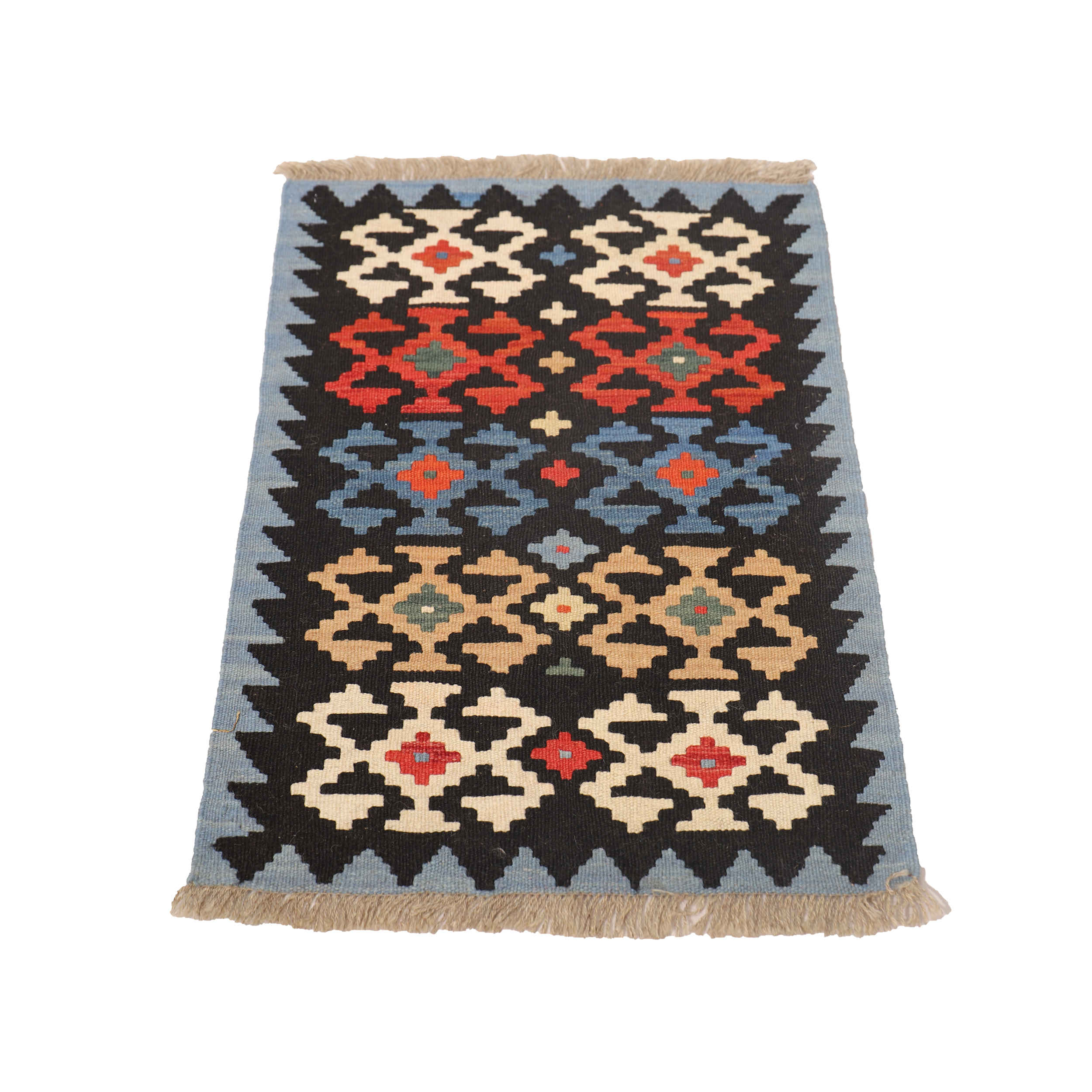Persian Kilim Rug with Wool Original Handwoven in Fars Geometric