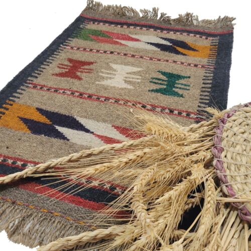 Persian Kilim Wool Rug Genuine Handwoven in Shiraz Geometric