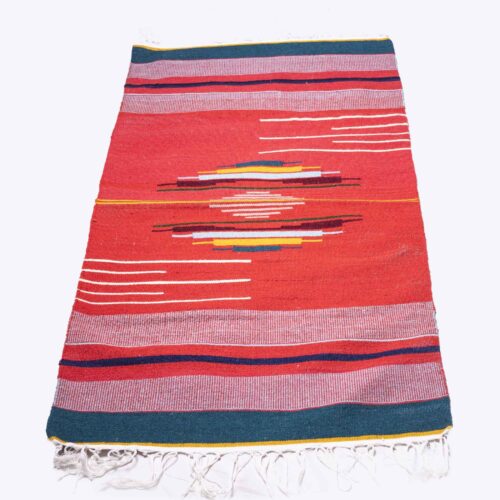 Persian Kilim Wool Rug Handwoven Striped Pink