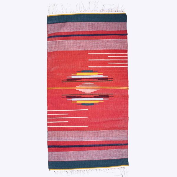 Persian Kilim Wool Rug Handwoven Striped Pink