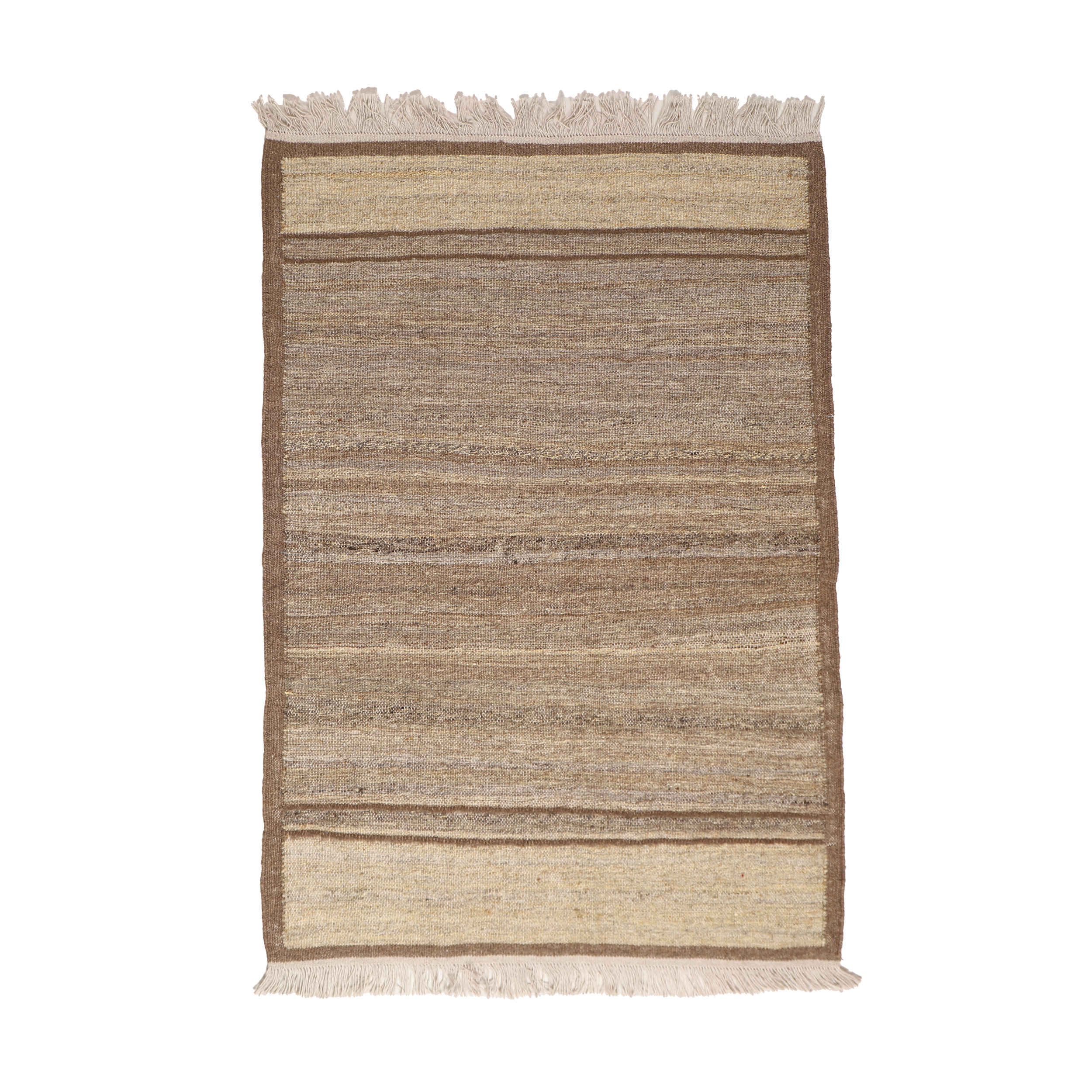 Persian Kilim Wool Rug Handwoven in Isfahan Bordered Cream