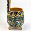 Persian Pottery Sugar Bowl Minakari Enameled with Deer Design