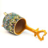 Persian Pottery Sugar Bowl Minakari Enameled with Deer Design