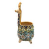 Persian Pottery Sugar Bowl Minakari Enameled with Deer Design