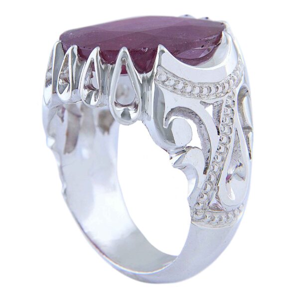Persian Red Ruby Silver Ring Elegance for Men Handcrafted Model Square