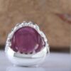 Persian Red Ruby Silver Ring Elegance for Men Handcrafted Model Square