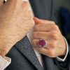 Persian Red Ruby Silver Ring Elegance for Men Handcrafted Model Square