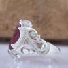 Persian Red Ruby Silver Ring Elegance for Men Handcrafted Model Square