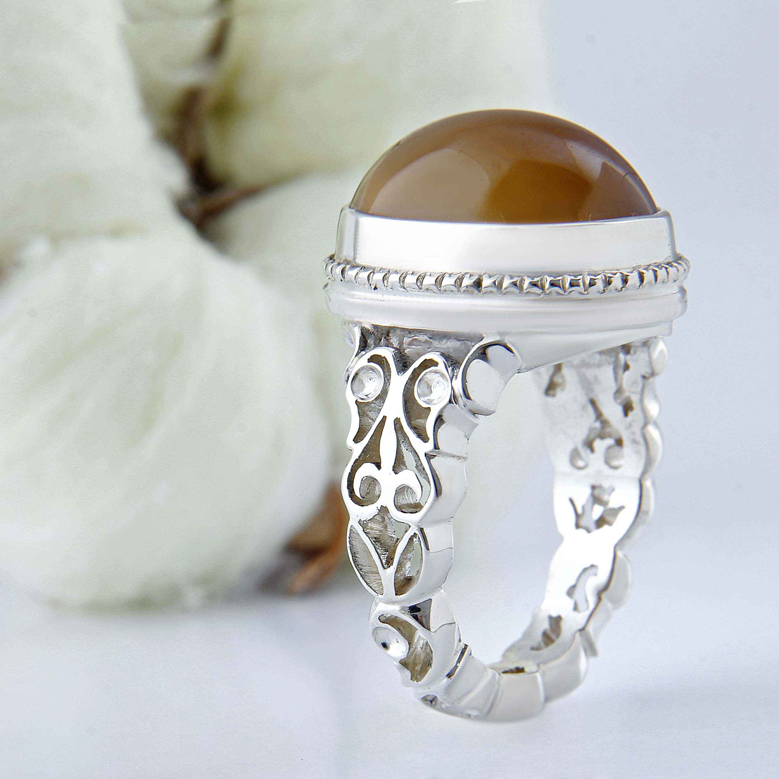 Persian Sulemani Hakik Silver Ring for Men Handcrafted