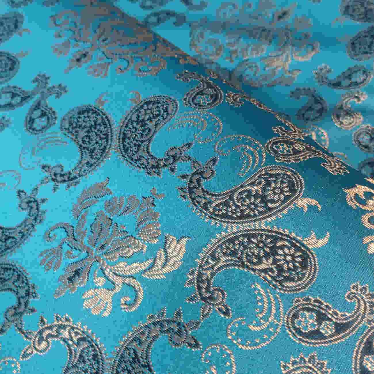 Persian Termeh Fabric in Paisley Design Turquoise
