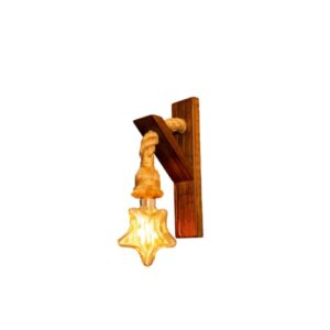 Rustic Wooden Wall Sconce Light with Hemp Rope