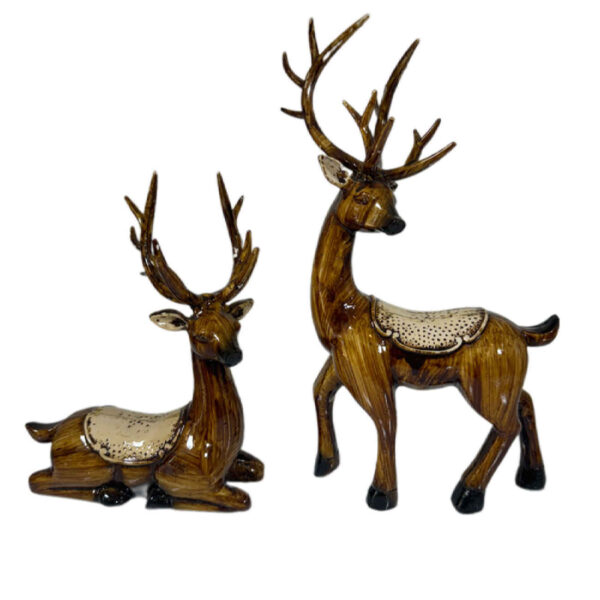 Set of 2 Decorative Deer Figurines - for Home & Office Decor