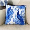 Stunning Velvet Cushion Cover - Printed & Double Sided Elegant Peacock & Floral Design (Set of 2)