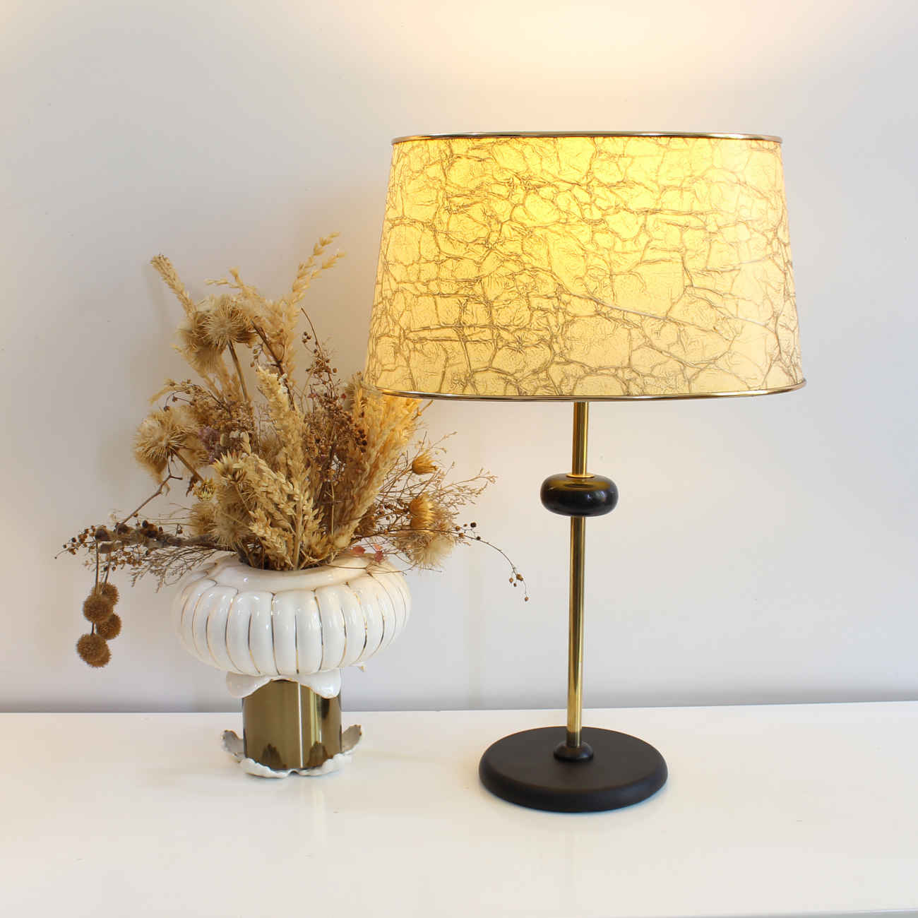 Accent Table Lamp with Drum Shade Design in Gold