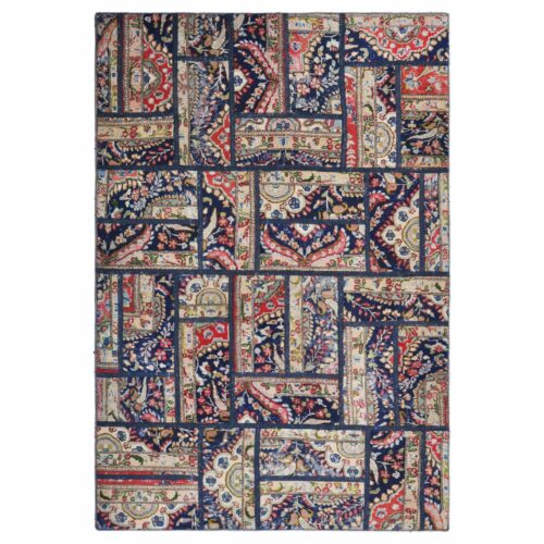 Vintage Persian Hand-Knotted Patchwork Carpet Geometric