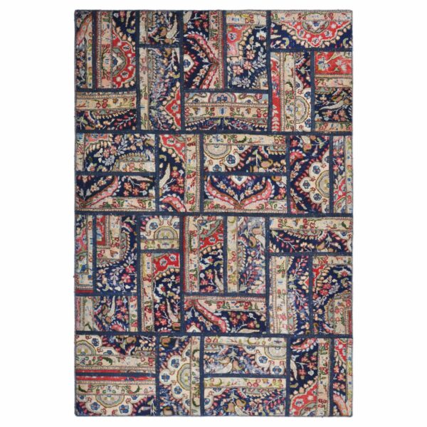 Vintage Persian Hand-Knotted Patchwork Carpet Geometric