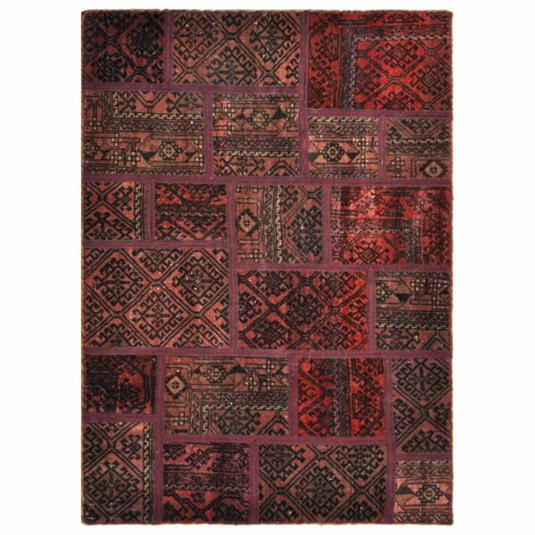 Vintage Persian Hand-Knotted Patchwork Carpet Red