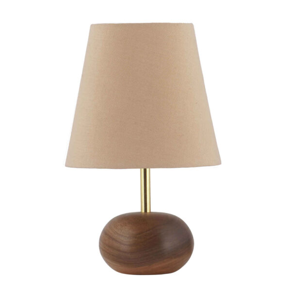 Wooden Accent Table Lamp With Fabric Shade in Cream