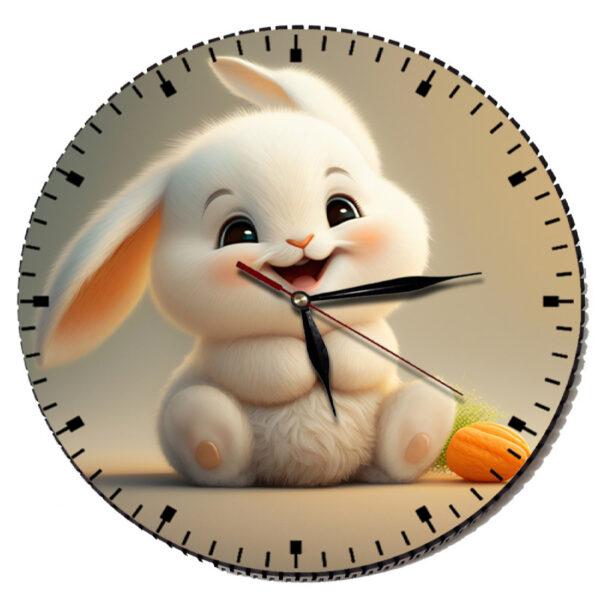 Wooden Nursery Wall Clock for Children’s Room Model Rabbit