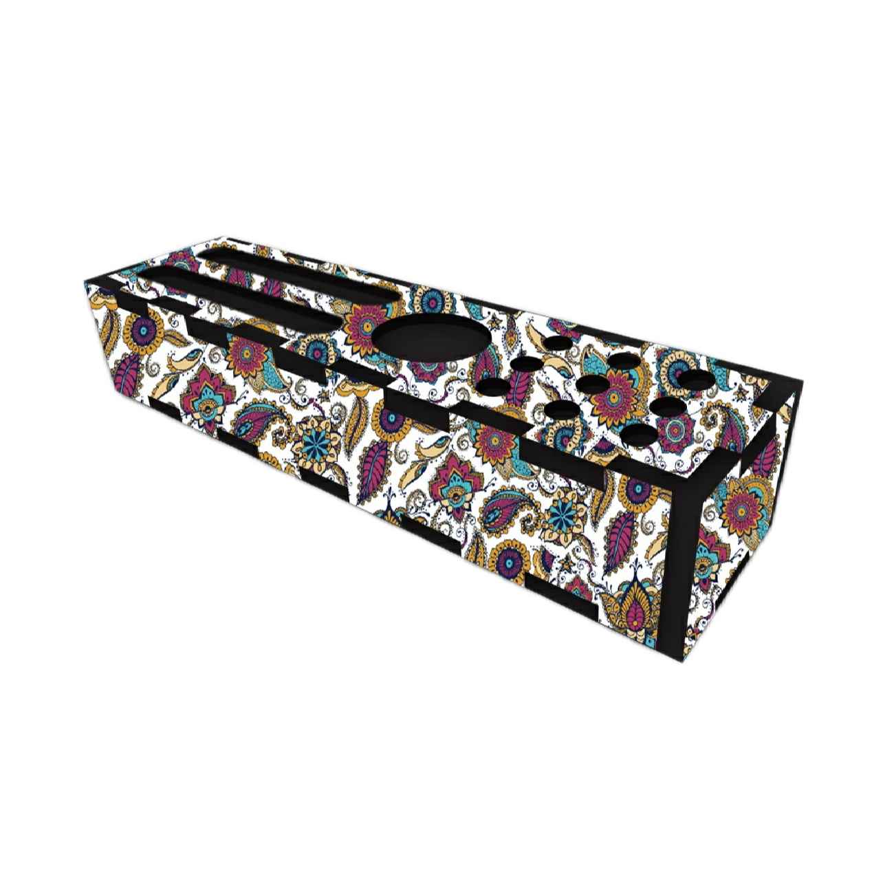 Wooden Pen Holder with Elegant Paisley Design