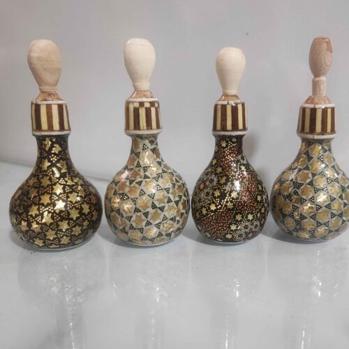 Wooden Persian Surma Dani Kohl Khatamkari Holder (x4)