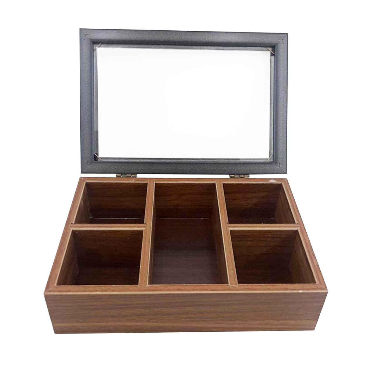Compact Tea Storage Box with Classic Wood Detailing