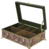 Wooden Tea Bag Box Organizer With Floral Design