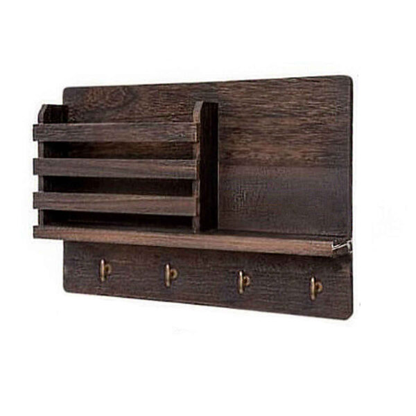 Wooden Wall Key Holder with Box & 4 Hooks