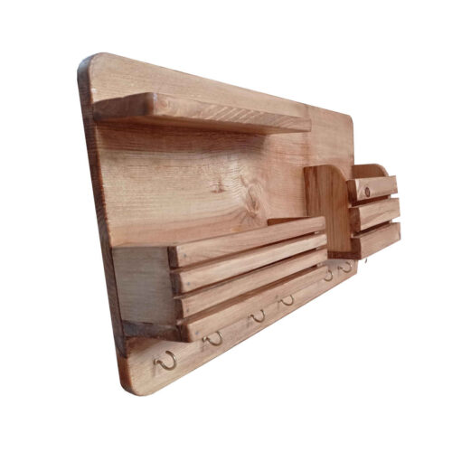 Wooden Wall Key Holder with Box & 7 Hooks