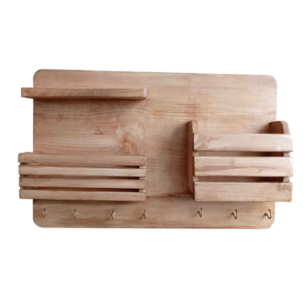 Wooden Wall Key Holder with Box & 7 Hooks