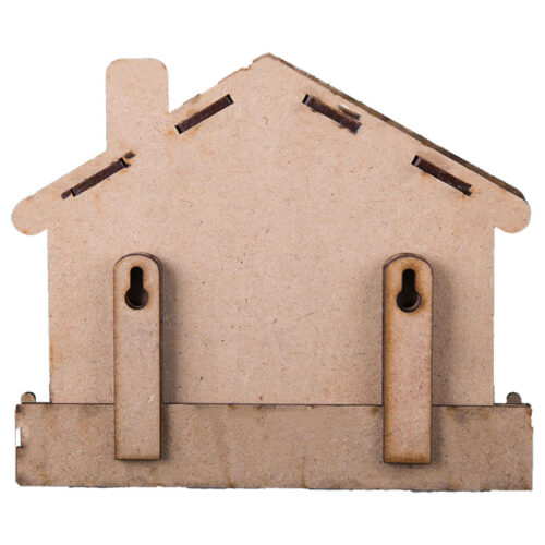 Wooden Wall Key Holder with Cottage Design & 4 Hooks