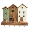 Wooden Wall Key Holder with Cottage Design