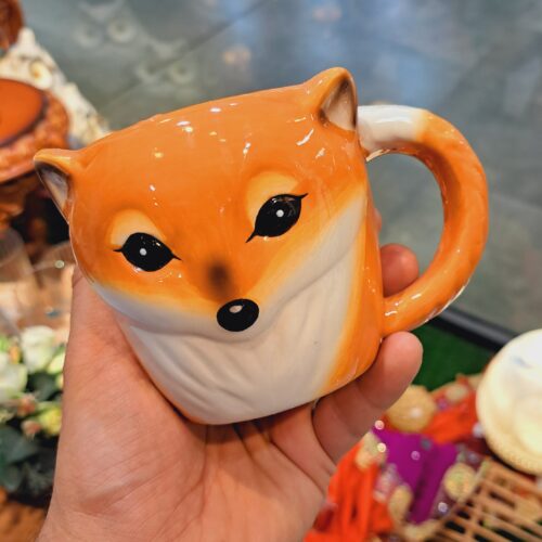 Artistic Ceramic Mug – Animal Design, Orange Edition
