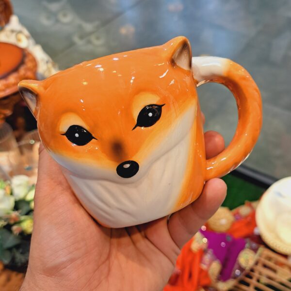 Artistic Ceramic Mug - Animal Design, Orange Edition