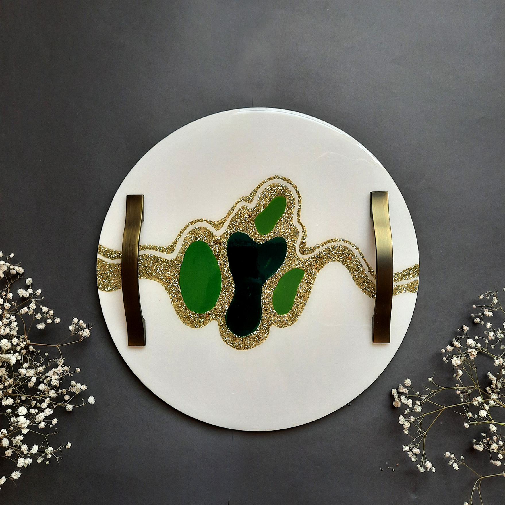 Artisan Resin Serving Tray Set of 2 in White