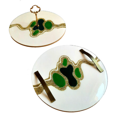 Artisan Resin Serving Tray Set of 2 in White