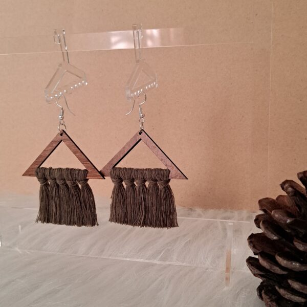 Artisanal Macrame Earring Dangles with Triangle Design