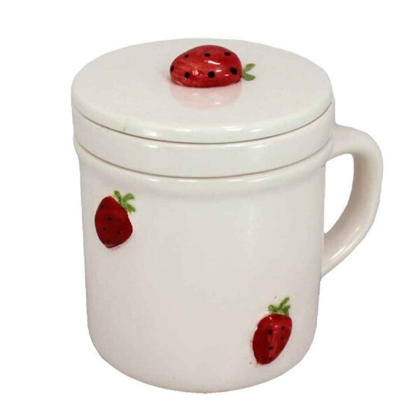 Artistic Handcrafted Ceramic Mug - Strawberries Design